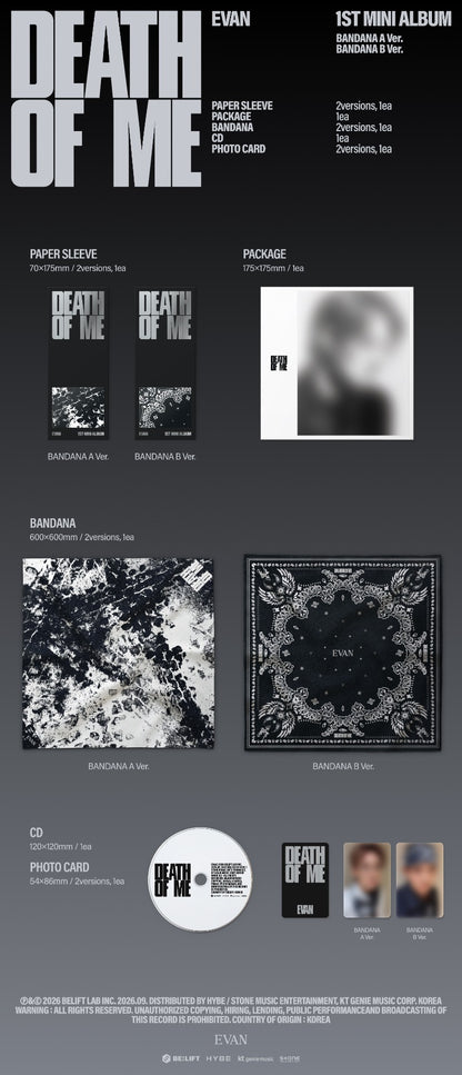 EVAN 1st Mini Album [DEATH OF ME] BANDANA
