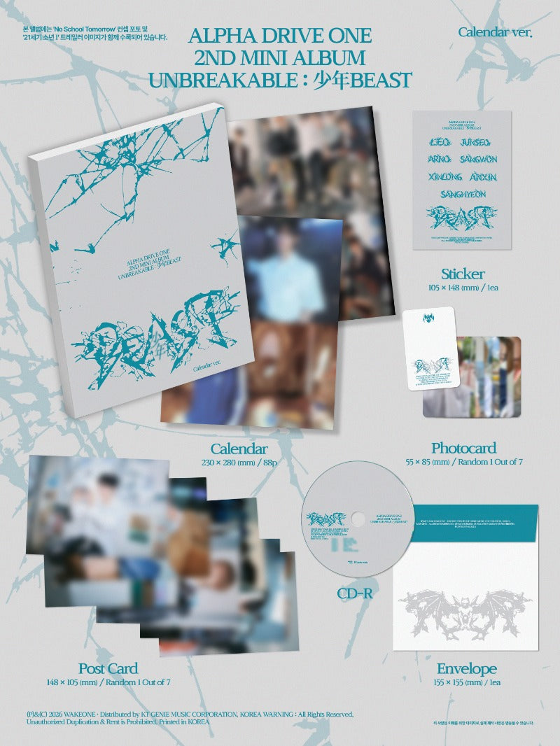 ALPHA DRIVE ONE 2nd Mini Album [UNBREAKABLE : 少年 BESAT] (Calendar Ver.)