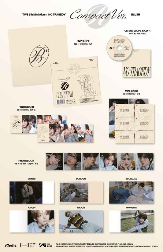 TWS 5th Mini Album [NO TRAGEDY] (COMPACT Ver.) (BLUSH) (Random Ver.)