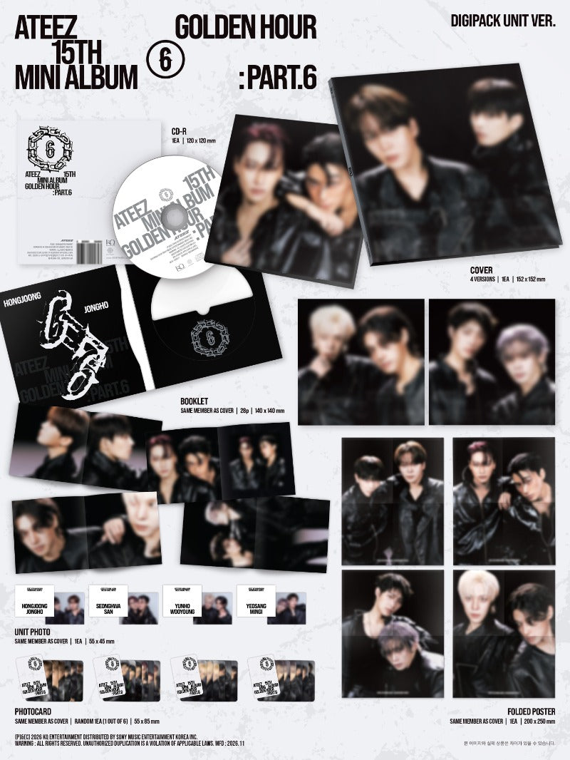 ATEEZ [TOKTOKQ Gift] 15TH MINI ALBUM [GOLDEN HOUR : Part.6] (DIGIPACK UNIT VER.)