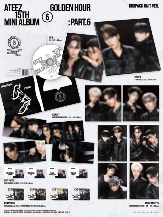 ATEEZ [TOKTOKQ Gift] 15TH MINI ALBUM [GOLDEN HOUR : Part.6] (DIGIPACK UNIT VER.) - DalkomHarmony