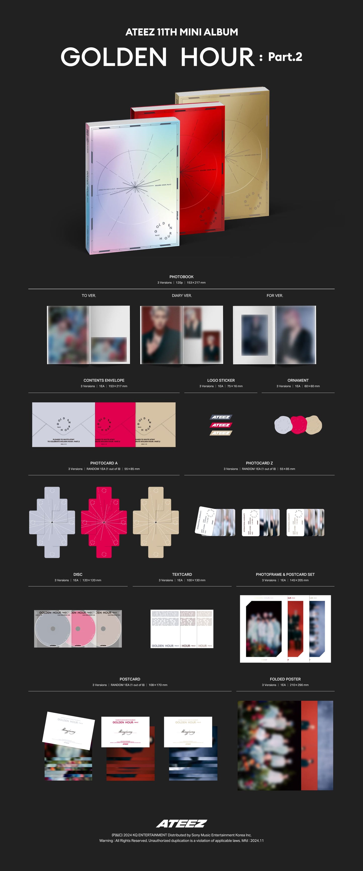 ATEEZ 11th Mini Album [GOLDEN HOUR : Part.2] (Random Ver.) - DalkomHarmony