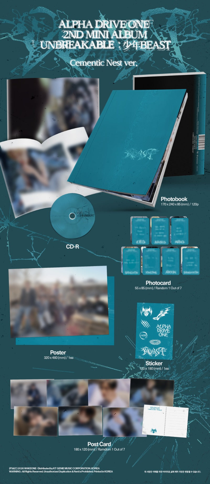 ALPHA DRIVE ONE 2nd Mini Album [UNBREAKABLE : 少年 BESAT] (Cementic Nest Ver.)