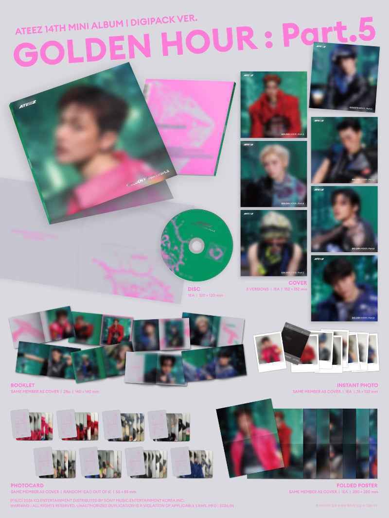 ATEEZ - GOLDEN HOUR : PART.5 14TH MINI ALBUM DEAR MY MUSE GIFT DIGIPACK VER RANDOM