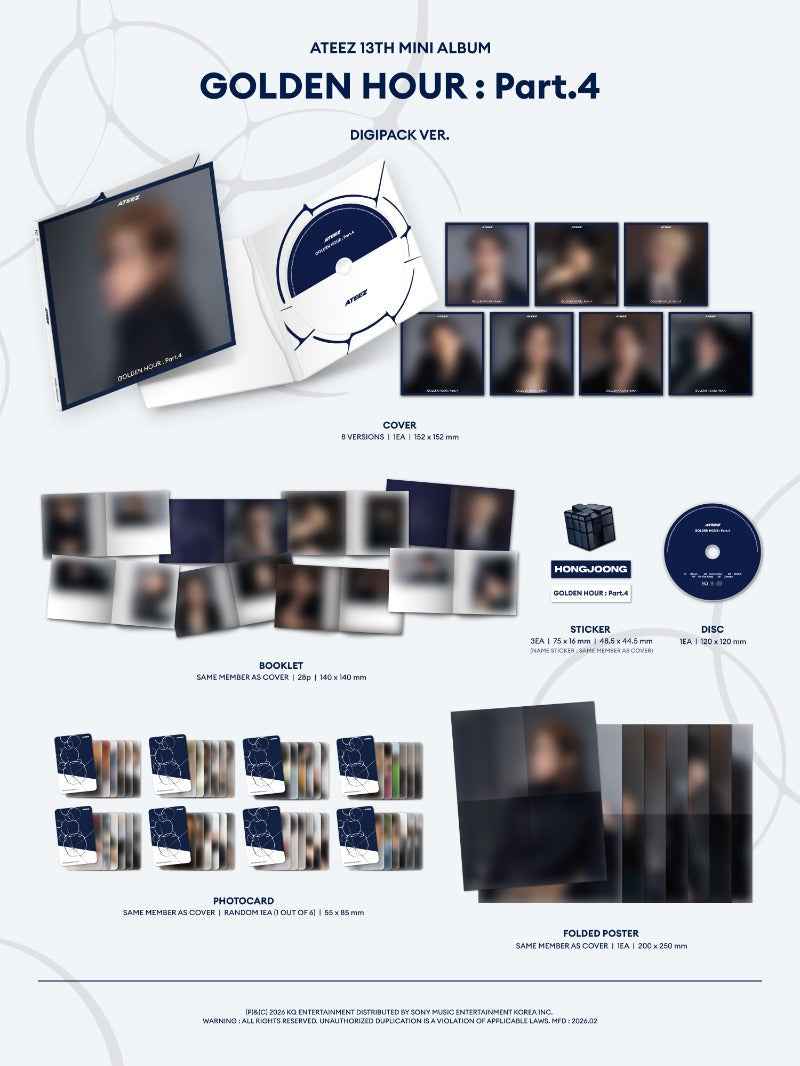 ATEEZ 13th Mini Album [GOLDEN HOUR : Part.4] (Digipack Ver.) (Copy)