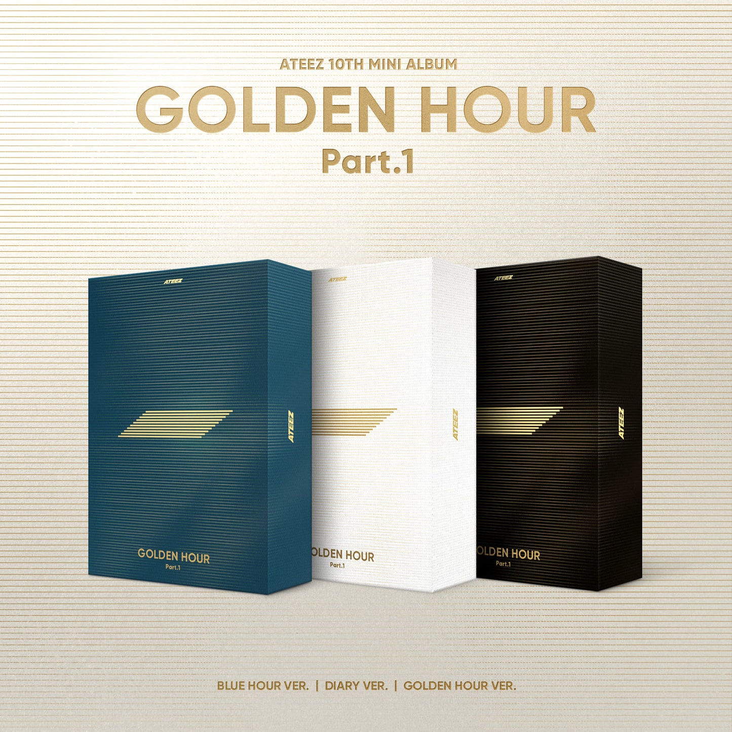 ATEEZ 10th Mini Album [GOLDEN HOUR : Part.1] (BLUE HOUR Ver. / DIARY Ver. / GOLDEN HOUR Ver.)