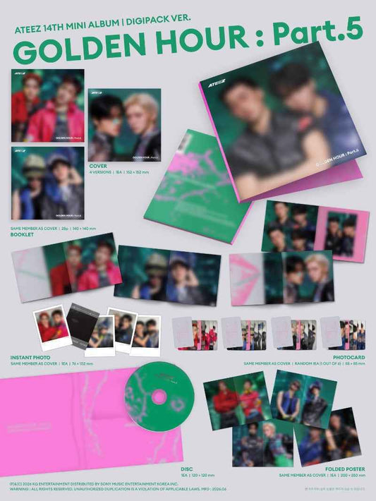 ATEEZ - GOLDEN HOUR : PART.5 14TH MINI ALBUM DEAR MY MUSE GIFT DIGIPACK UNIT VER RANDOM
