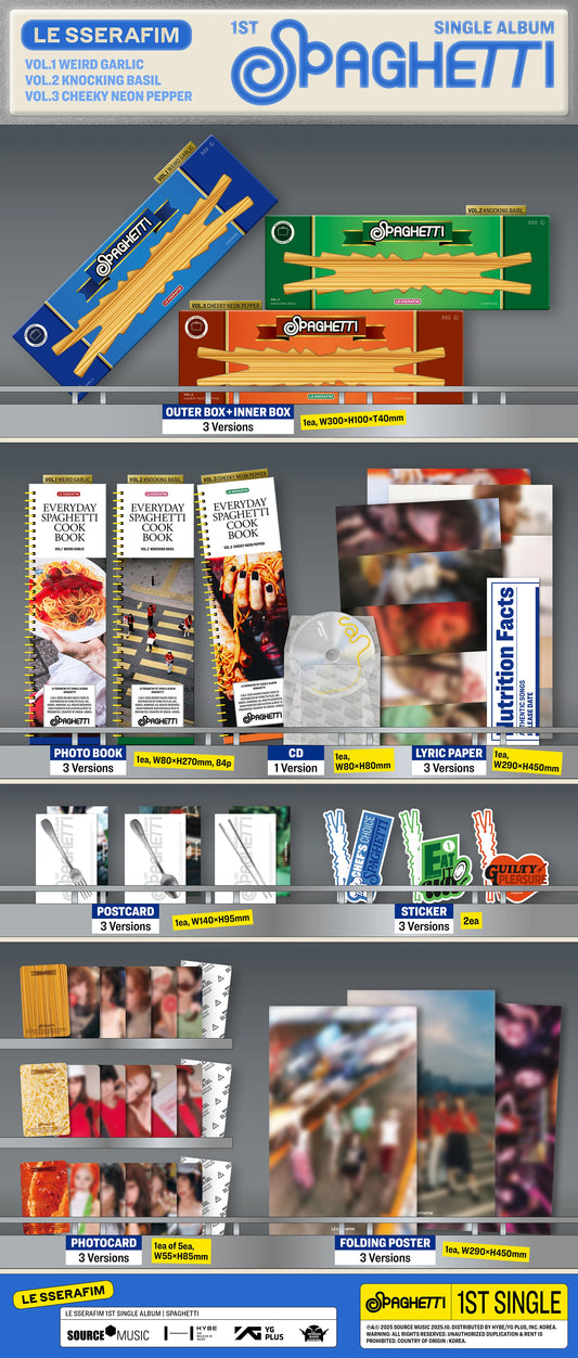 LE SSERAFIM - 1st Single Album [SPAGHETTI] Standard Ver. - DalkomHarmony