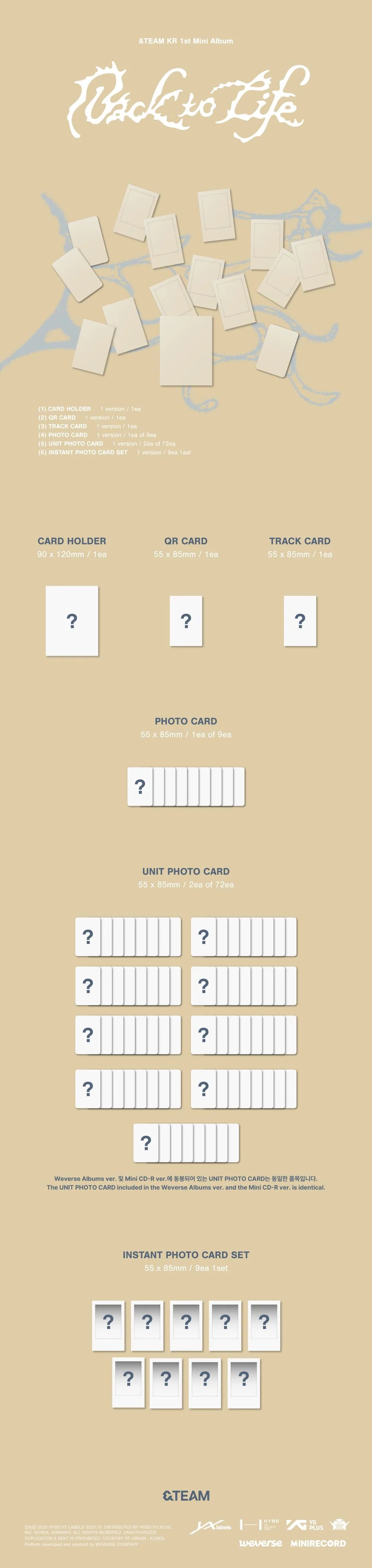 &TEAM - KR 1st Mini Album [Back to Life] Photocard Box (Weverse Albums Ver.)