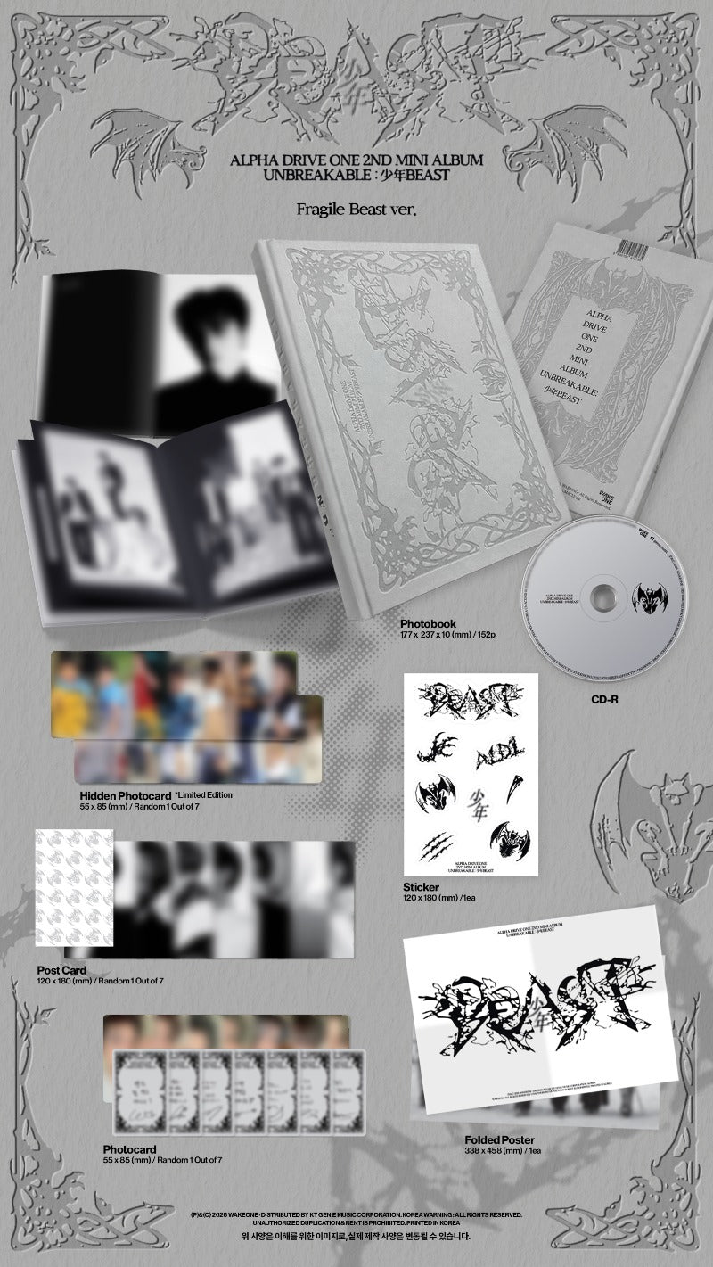 ALPHA DRIVE ONE 2nd Mini Album [UNBREAKABLE : 少年 BESAT] (Fragile Beast Ver.)