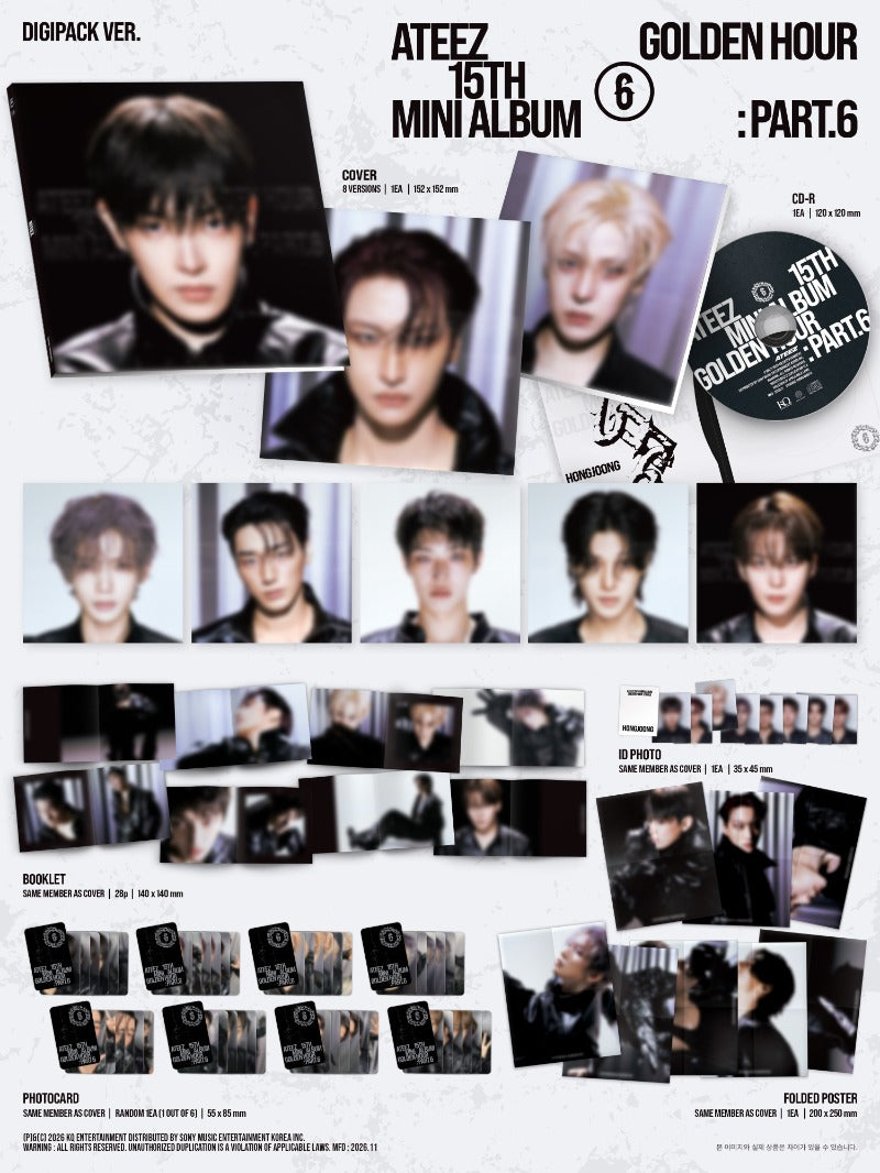 ATEEZ [TOKTOQ GIFT] 15TH MINI ALBUM [GOLDEN HOUR : Part.6] (DIGIPACK VER.)