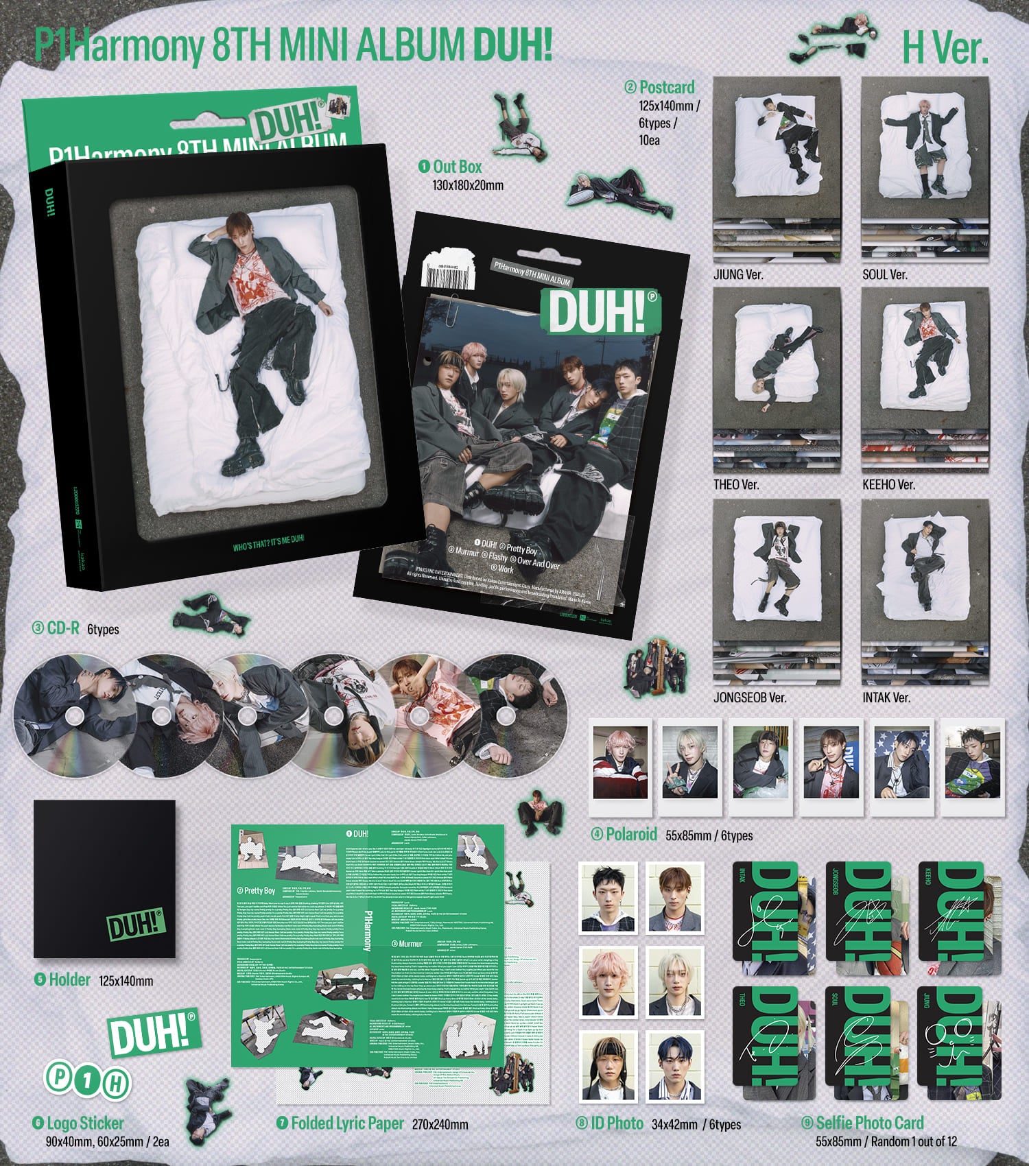 P1Harmony 8th Mini Album [DUH!] (H Ver.) (Compact Ver.) (Random Ver.) - DalkomHarmony