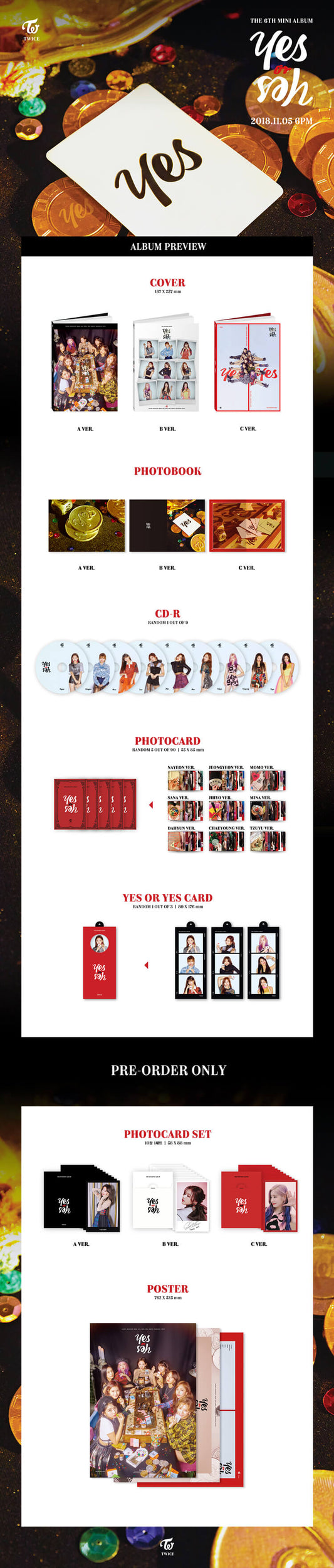 TWICE 6th Mini Album [YES or YES] (Random ver.) - DalkomHarmony