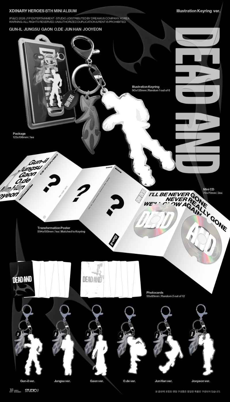 Xdinary Heroes 8th Mini Album [DEAD AND] (Illustration Keyring Ver.) | Random