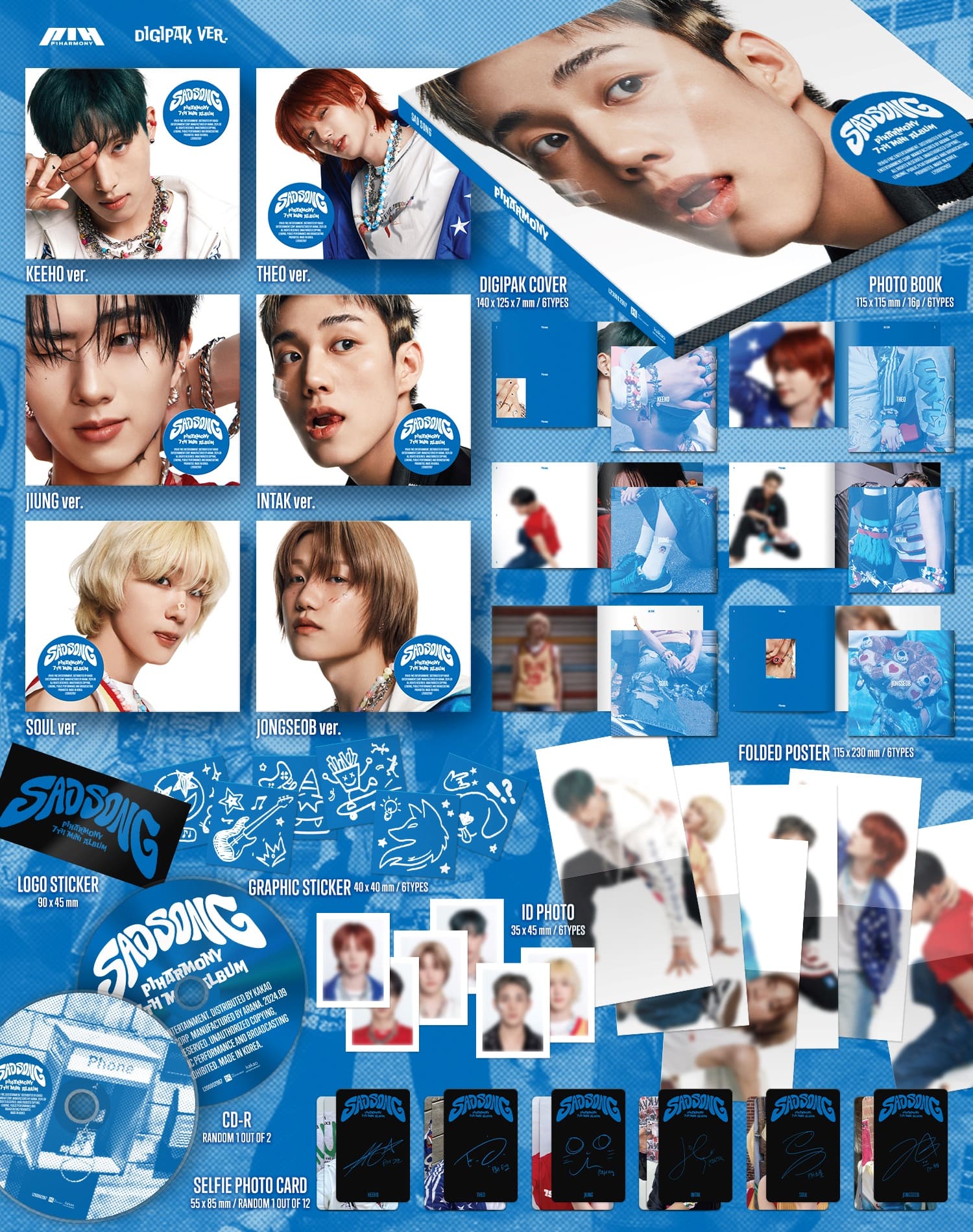 P1Harmony 7th Mini Album [SAD SONG] (Digipack Ver.) (Random Ver.) - DalkomHarmony