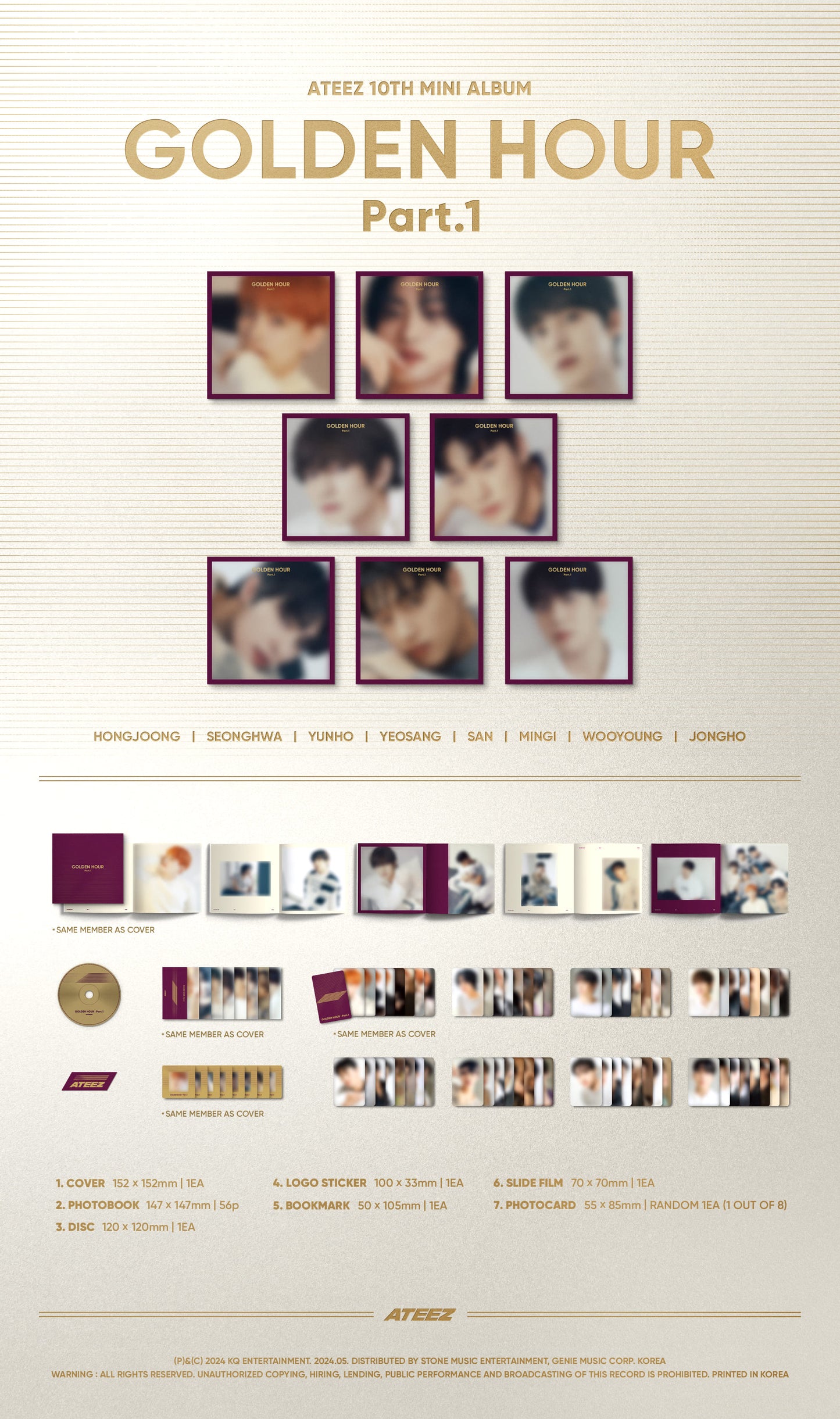 ATEEZ 10th Mini Album [GOLDEN HOUR : Part.1] (Digipack Ver.) (Random Ver.)